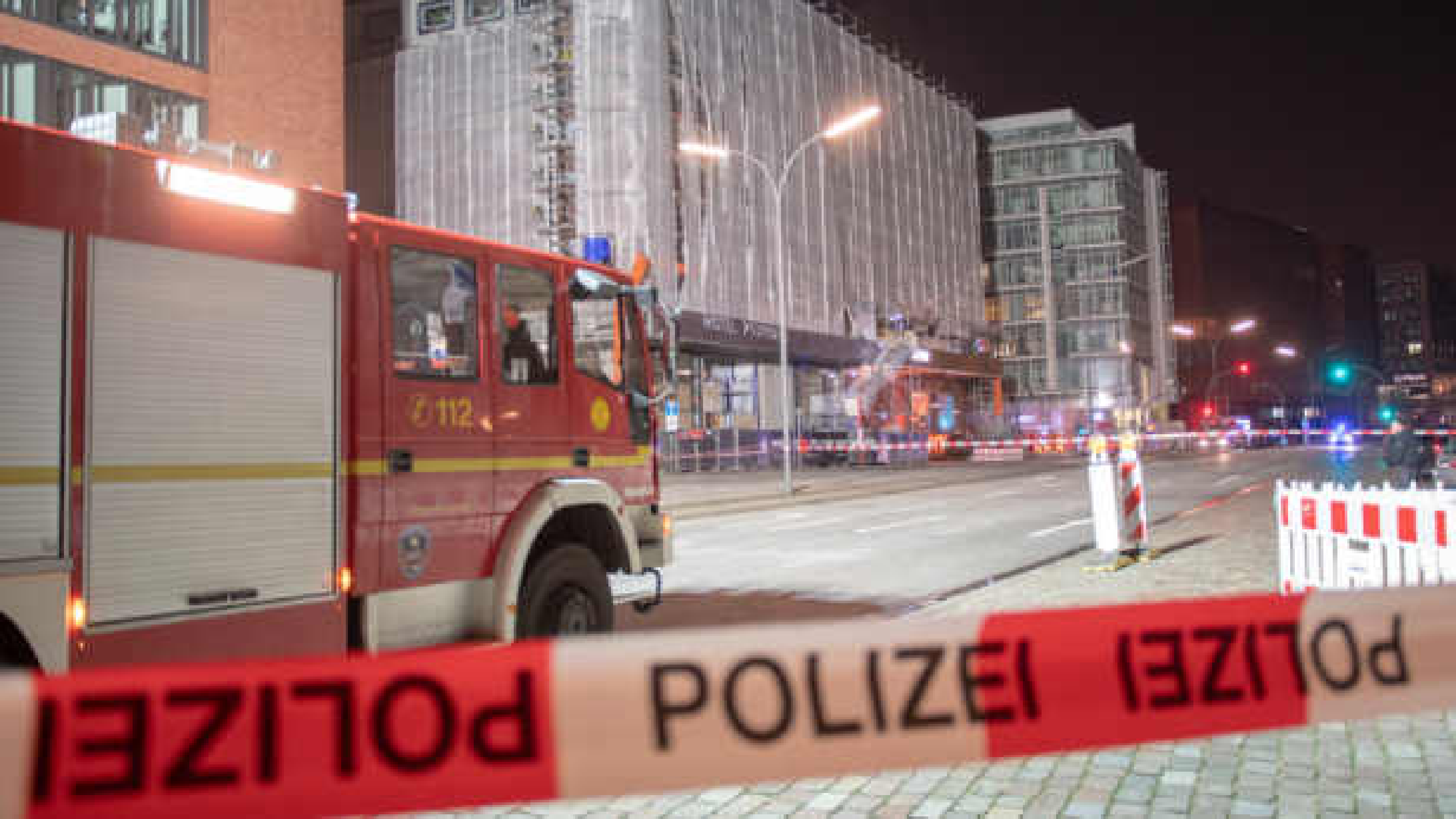 Baugerüst in der Hafencity gesichert